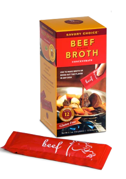 A photo of a box of beef broth concentrate